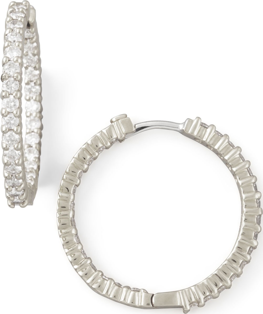 Roberto Coin 25mm White Gold Diamond Hoop Earrings, 1.53ct