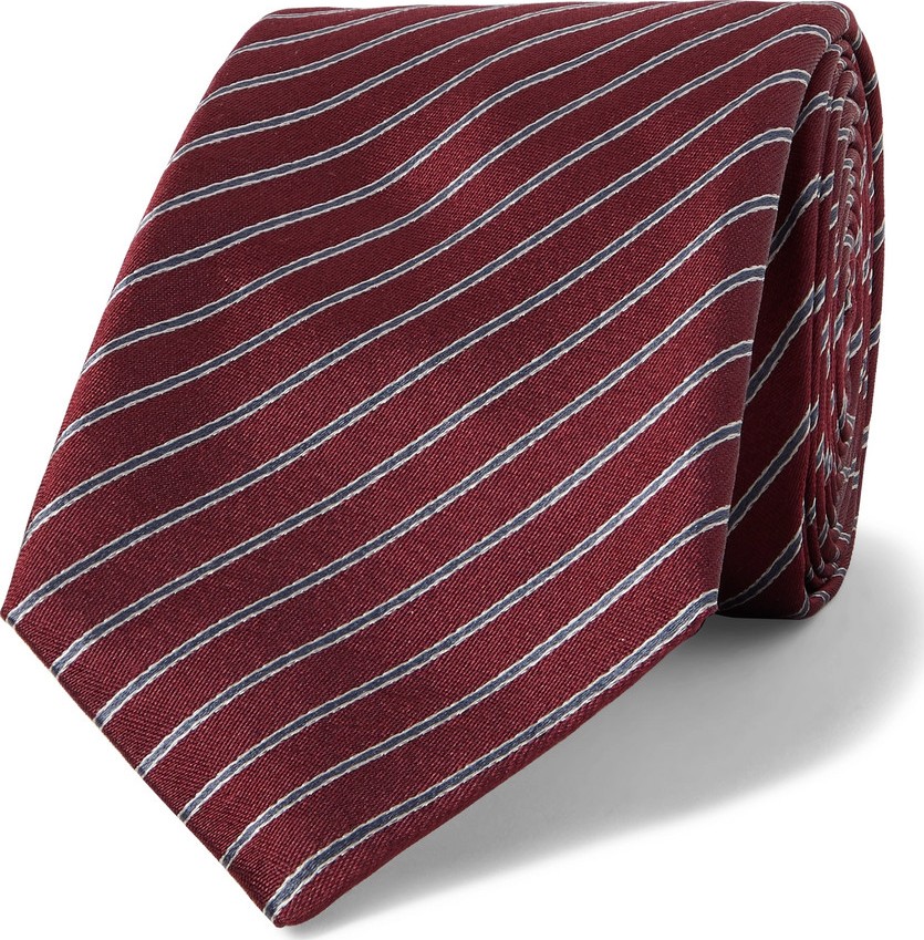 Giorgio Armani 7cm Striped Silk-Jacquard Tie