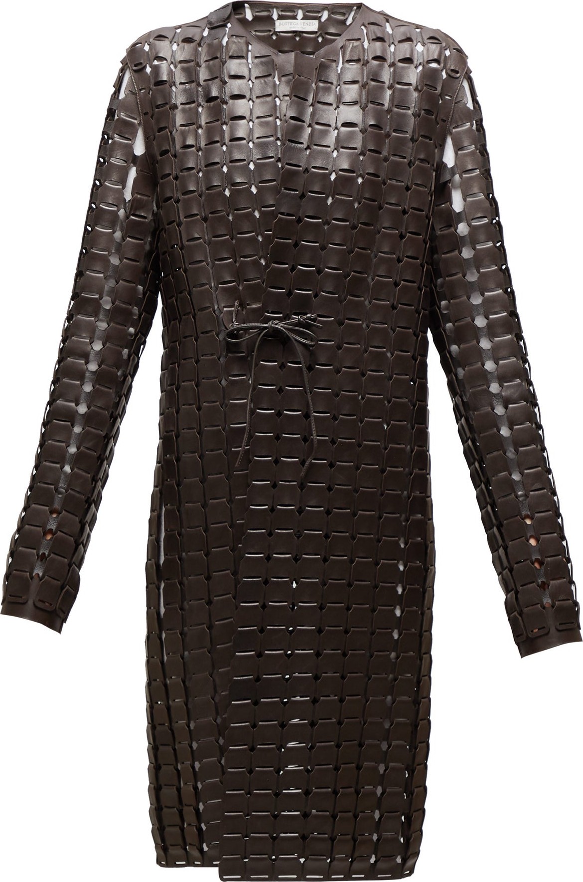 Bottega Veneta Single-breasted woven-leather coat