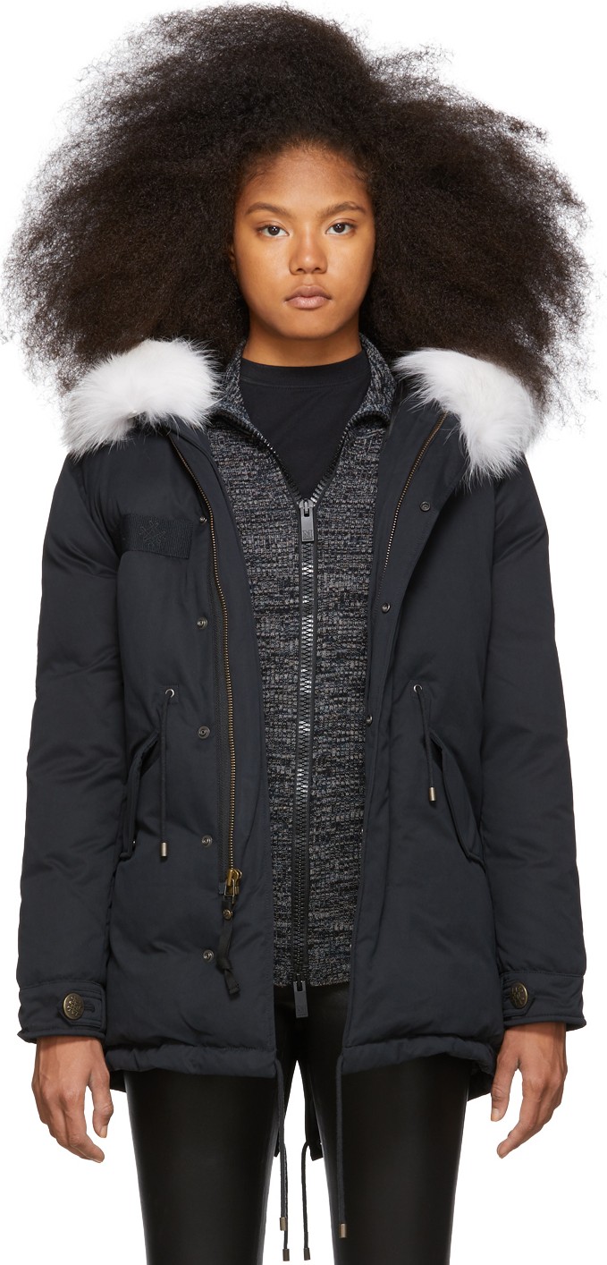 Mr&Mrs Italy Black Down & Fur Puff Parka