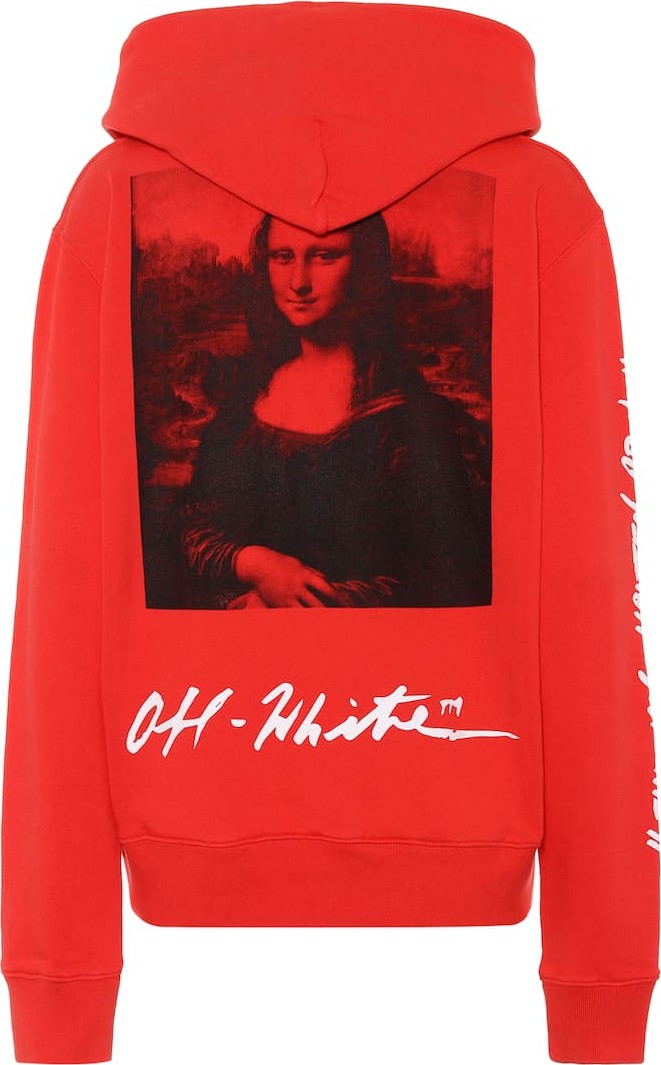 Off White Printed cotton hoodie