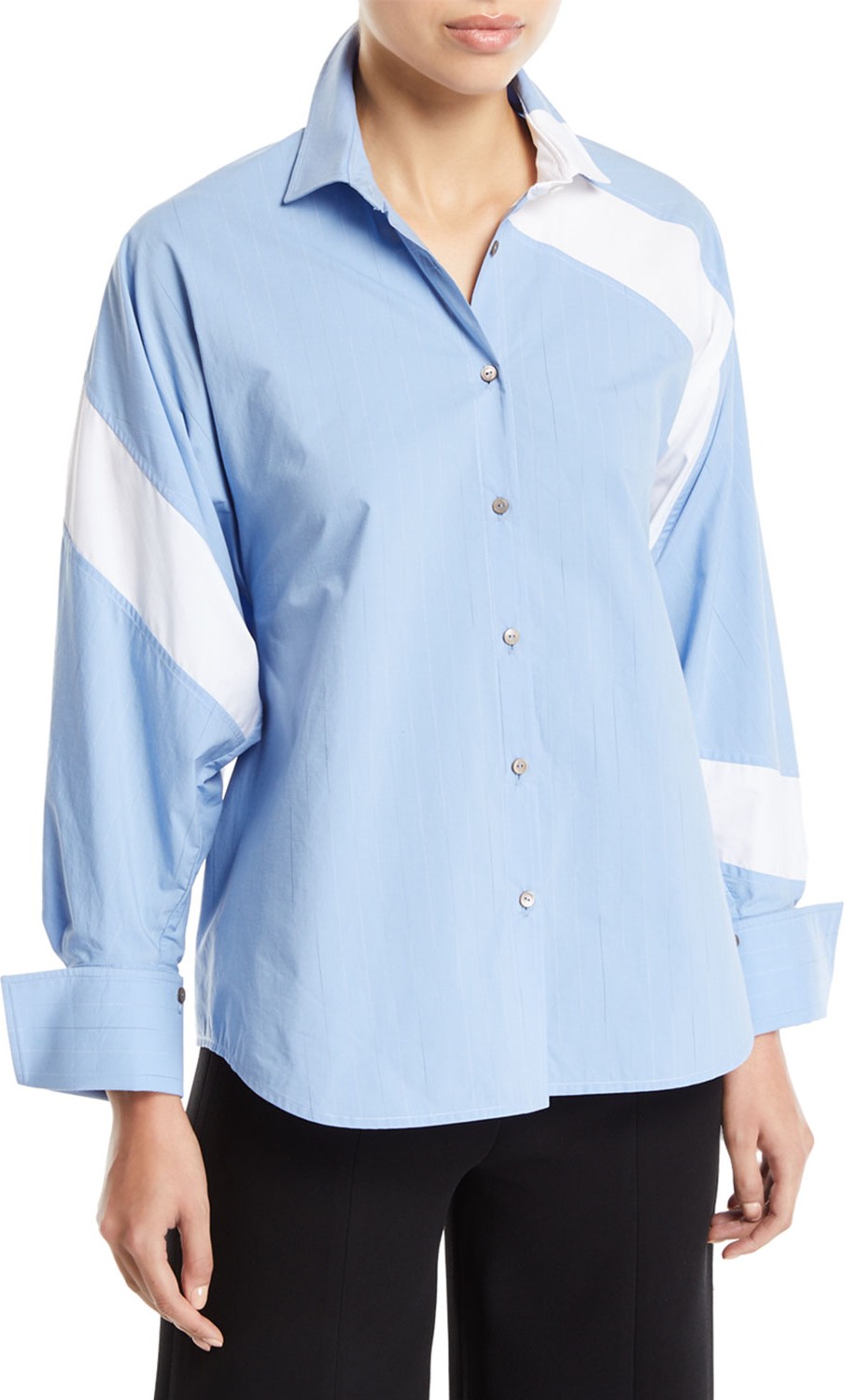 palmer//harding Solo Striped Cotton Paneled Button-Front Shirt