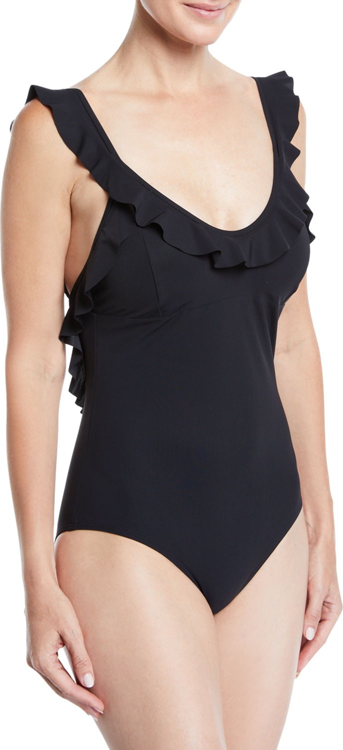 Tory Burch Scoop-Neck Ruffle One-Piece Swimsuit