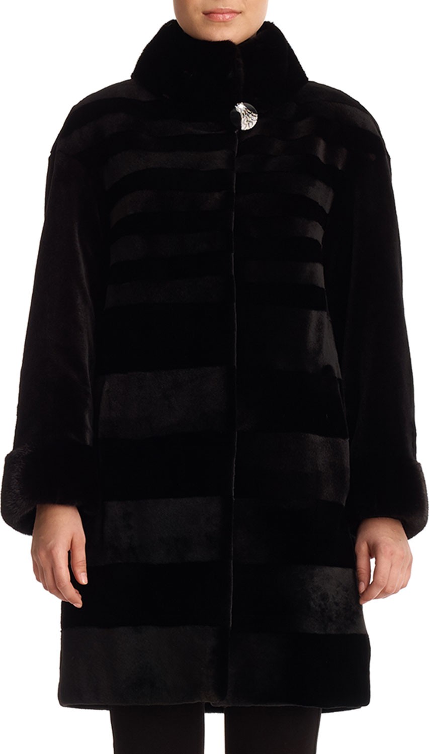 Gorski Diagonal Sheared Mink Fur Stroller Coat