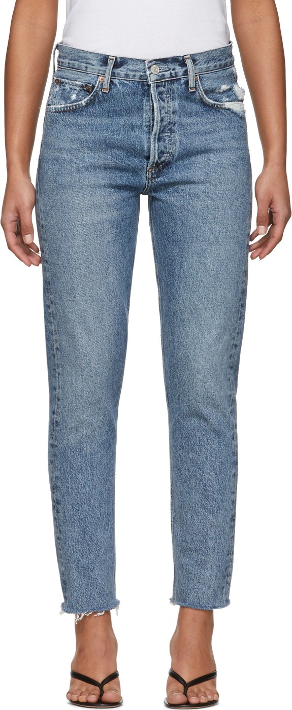 Agolde Blue Jamie High-Rise Classic Fit Jeans
