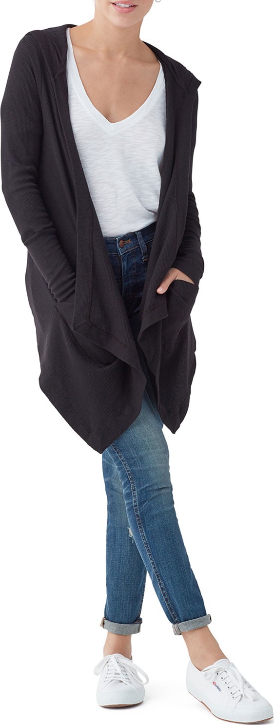 Splendid Thermal Flight Hooded Open-Front Cardigan