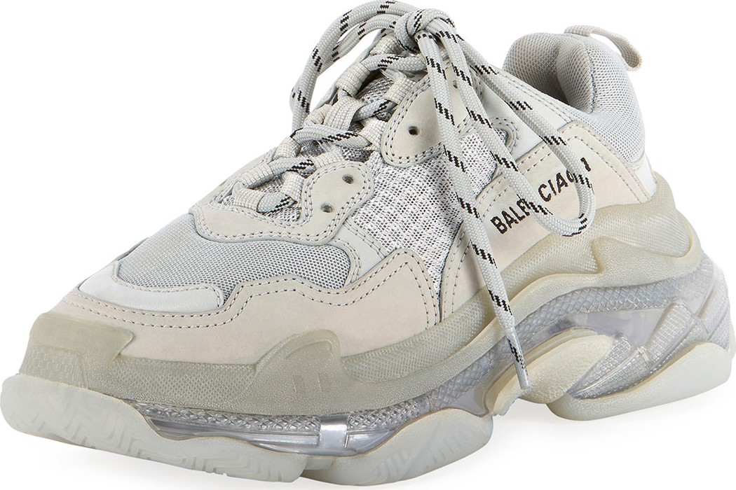 Balenciaga Triple S Air Nylon Sneakers with Logo, Noir