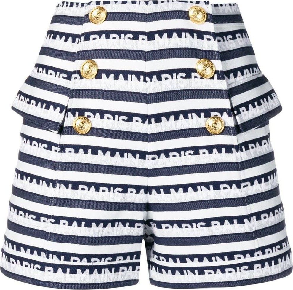 Balmain logo stripe print shorts