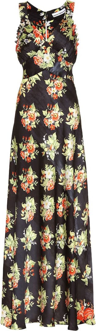Paco Rabanne Floral satin maxi dress