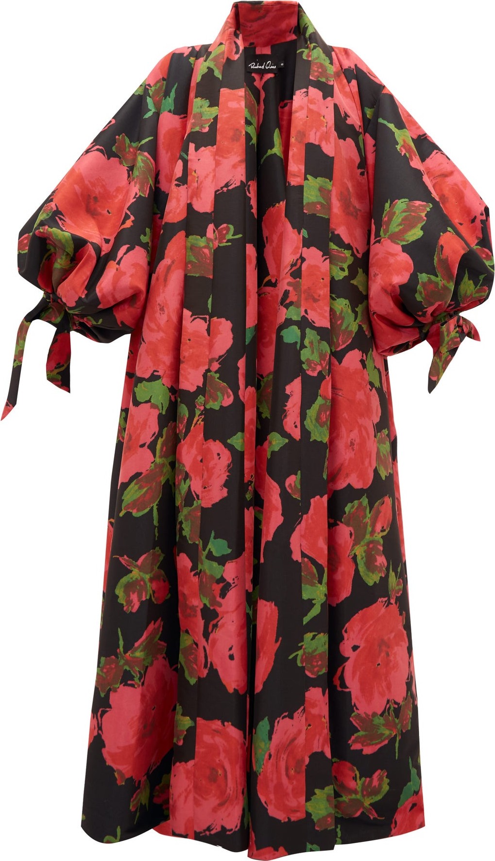 Richard Quinn Floral-print balloon-sleeve satin coat