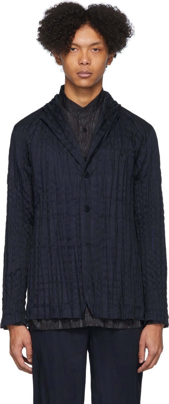 Issey Miyake Men Navy Torus Blazer