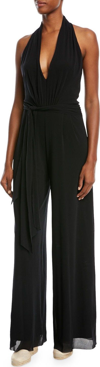 Fuzzi Solid Halter-Strap Jumpsuit