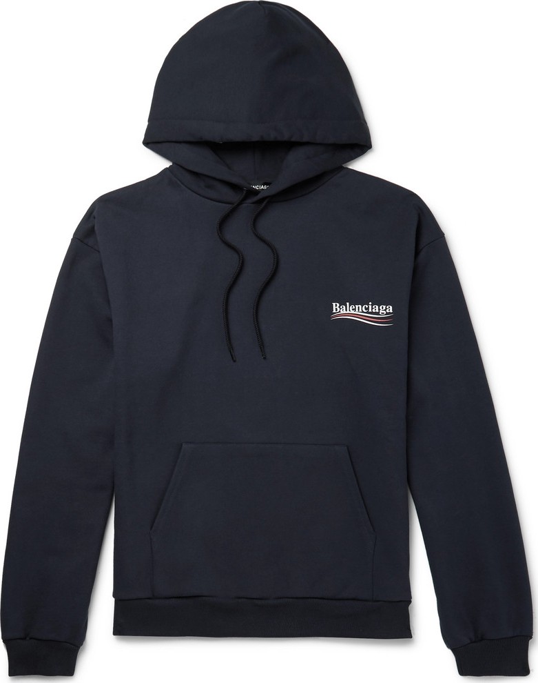 Balenciaga Printed Loopback Cotton-Jersey Hoodie