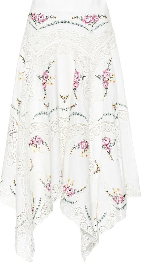 Zimmermann Allia linen and cotton midi skirt