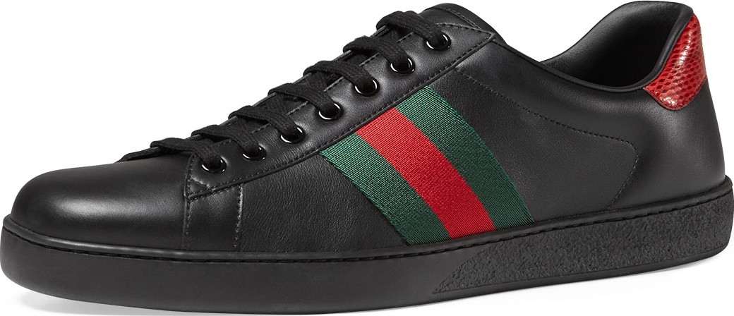 Gucci Men's New Ace Leather Low-Top Sneakers