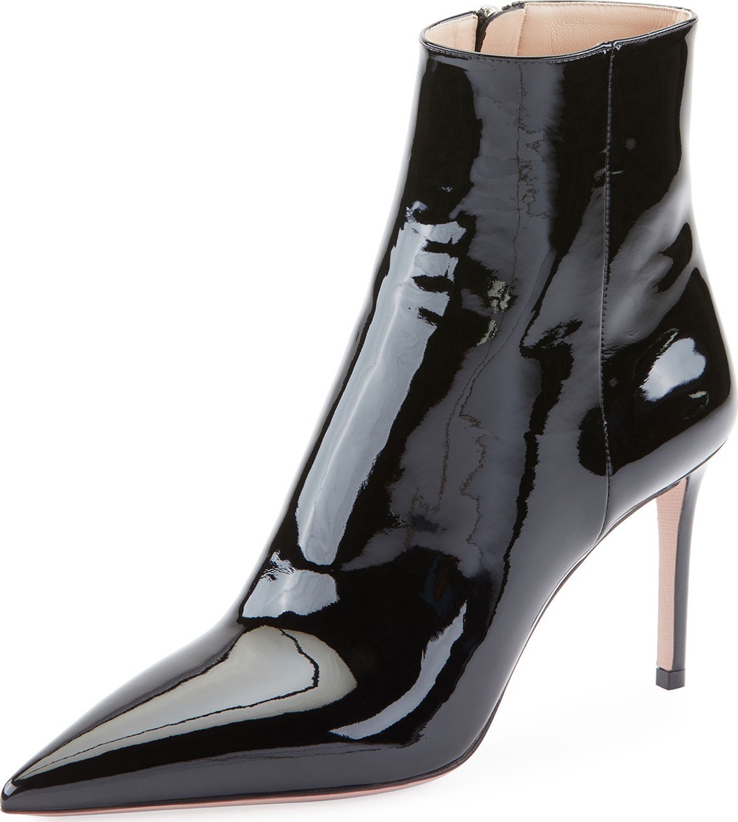 Prada Patent Point-Toe Zip Booties