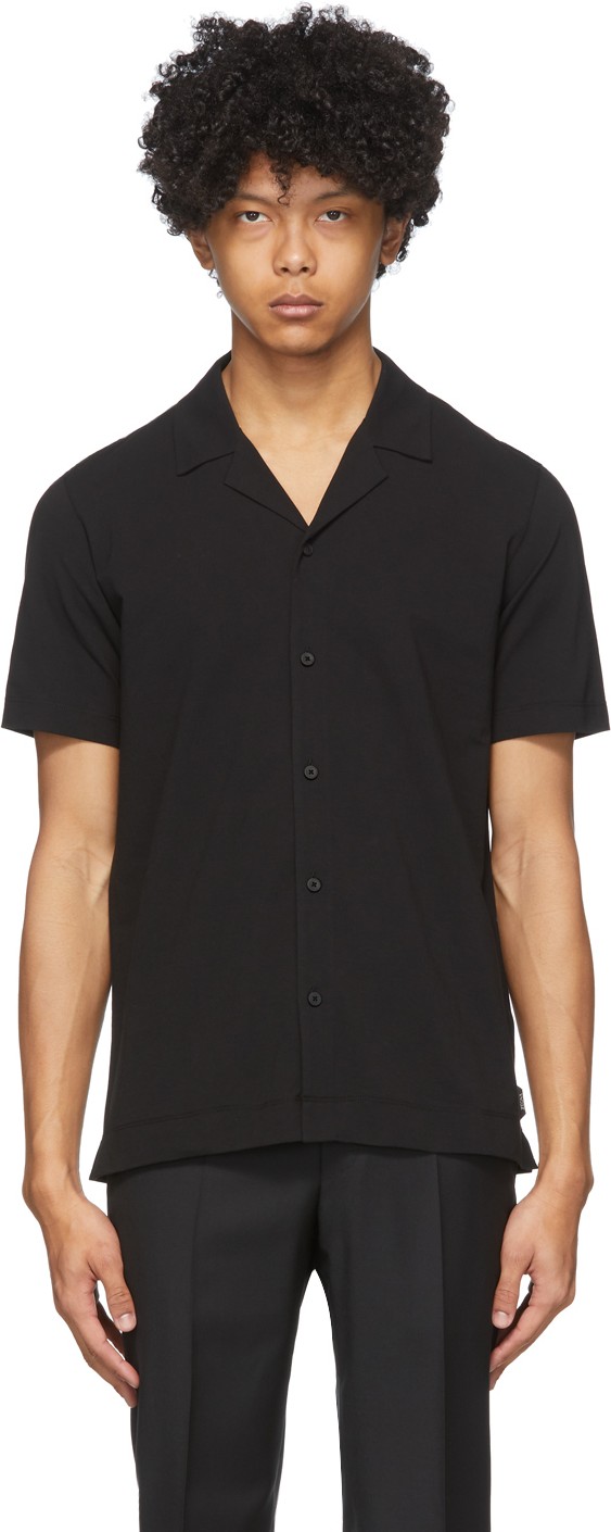 Z Zegna Black Crepe Short Sleeve Shirt