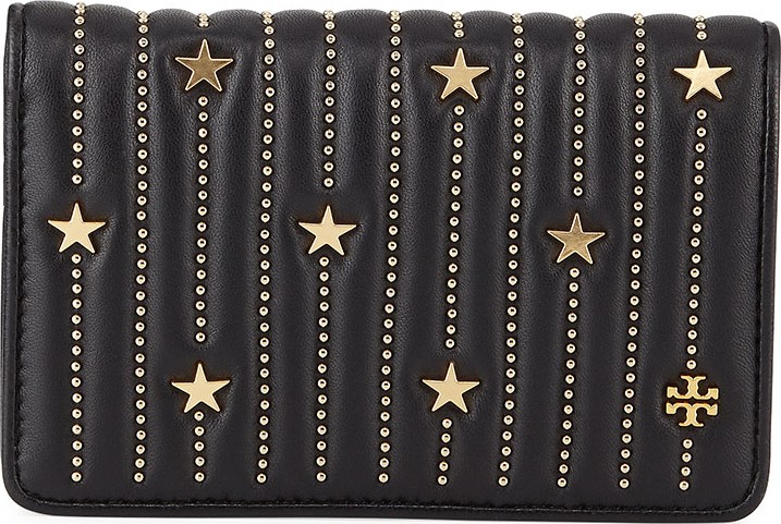 Tory Burch Fleming Medium Slim Star-Stud Wallet