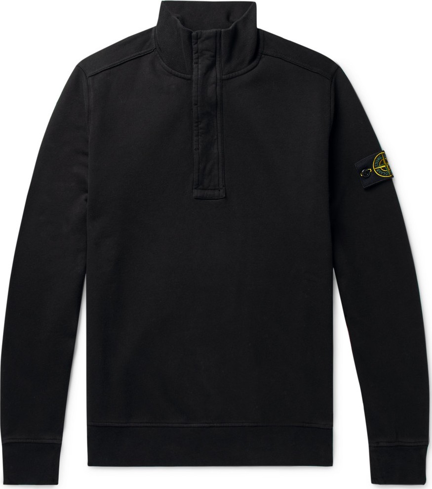 Stone Island Garment-Dyed Fleece-Back Cotton-Jersey Half-Zip Sweatshirt