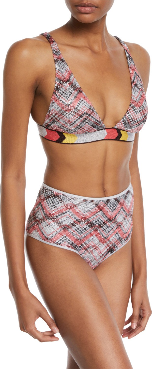 Missoni Knit Metallic Plunging Triangle Bikini Top