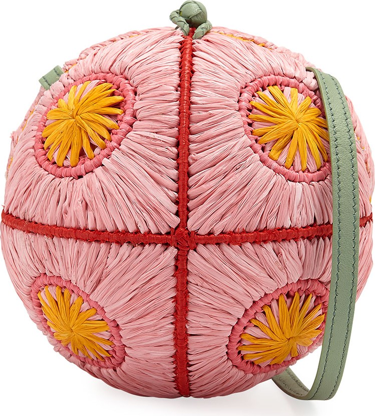 Sophie Anderson Saba Straw Sphere Crossbody Bag, Pink Pattern
