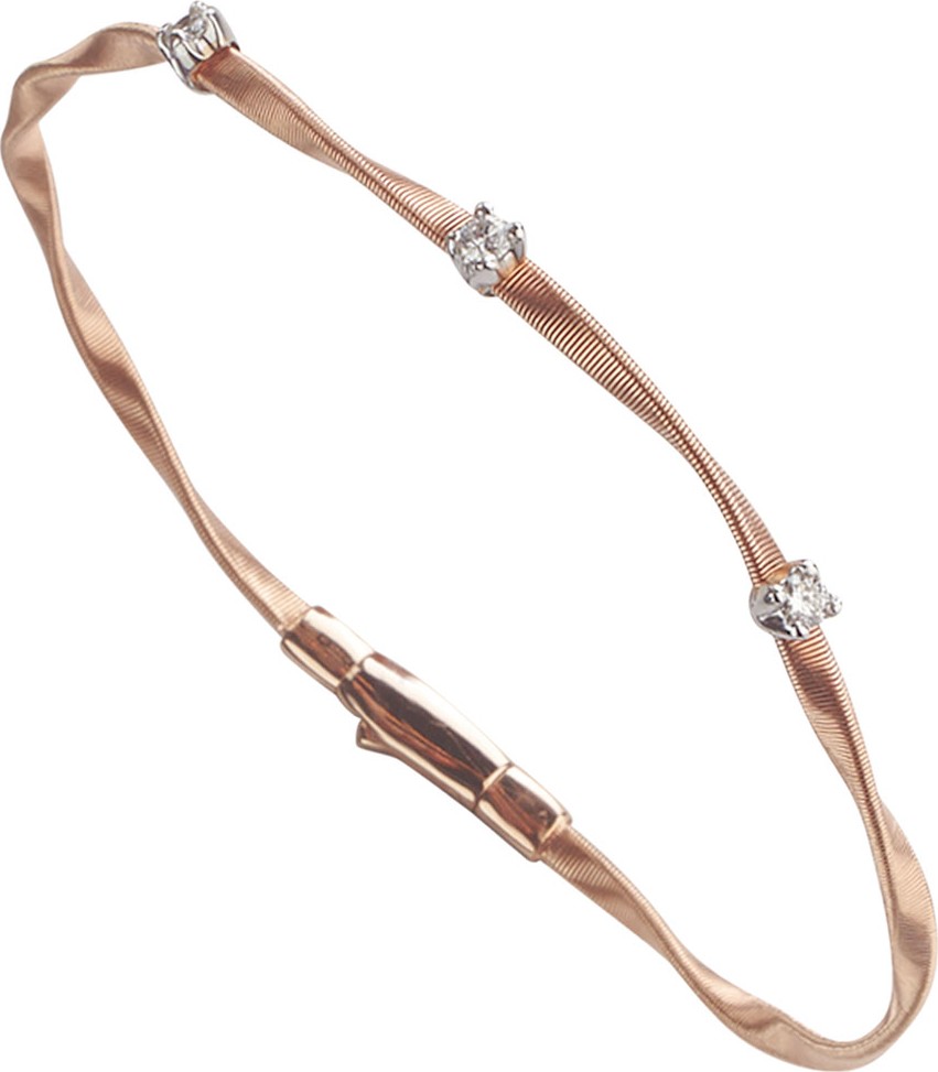 Marco Bicego Marrakech Twisted 18K Rose Gold Bracelet with Diamonds