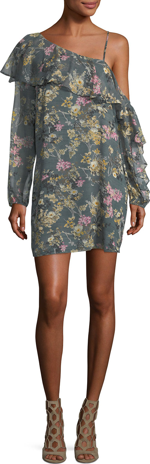 Haute Hippie Your Girl Asymmetric Floral Silk Dress, Multi