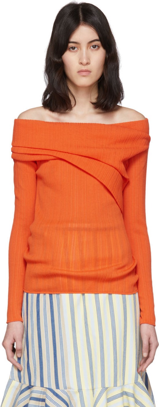 Nina Ricci Orange Pleated Sweater
