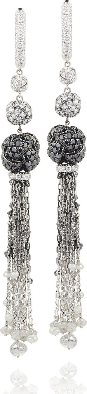 Mariani Nodi 18k White Gold Diamond Tassel Earrings