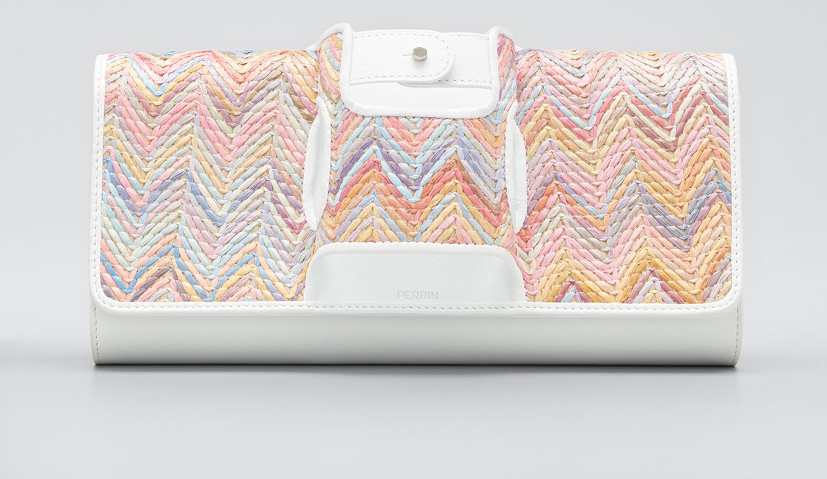 Perrin Paris La Newyorkaise Raffia Clutch Bag