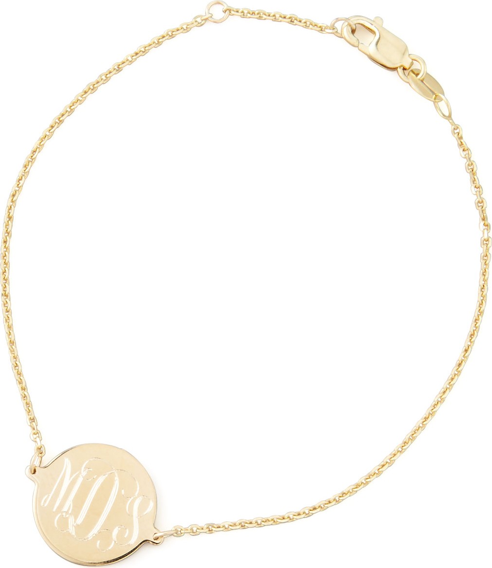 Sarah Chloe Cara Monogrammed Circle Chain Bracelet, Gold