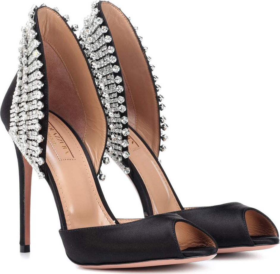 Aquazzura Concord 105 embellished satin pumps