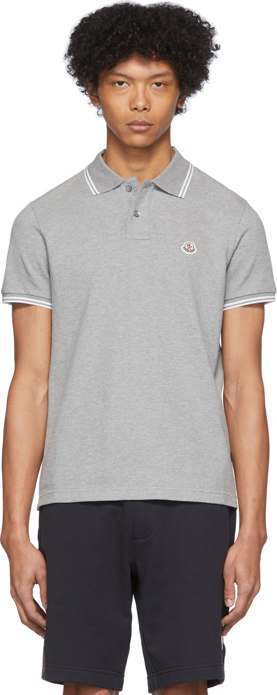 Moncler Grey Logo Patch Polo Moncler Grey Logo Patch Polo