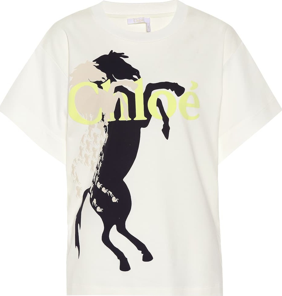 Chloe Horse-print cotton T-shirt