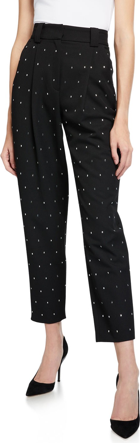 A.L.C. Colin Crystal-Embellished High-Rise Ankle Pants