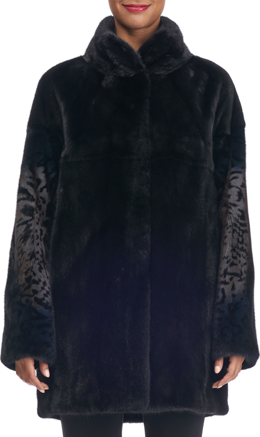 Reich Furs Mink Fur Stroller Coat with Animal Print
