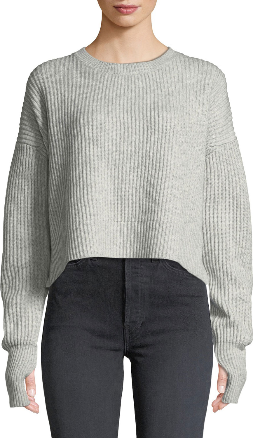 RE/DONE Cropped Wool-Cashmere Ribbed Sweater