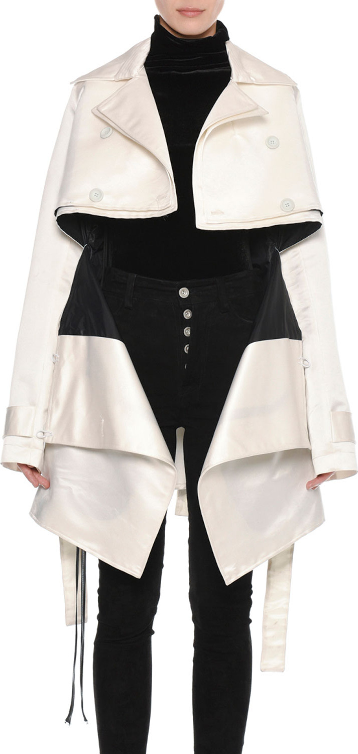 Unravel Double-Breasted Deconstructed Silk Trench Coat