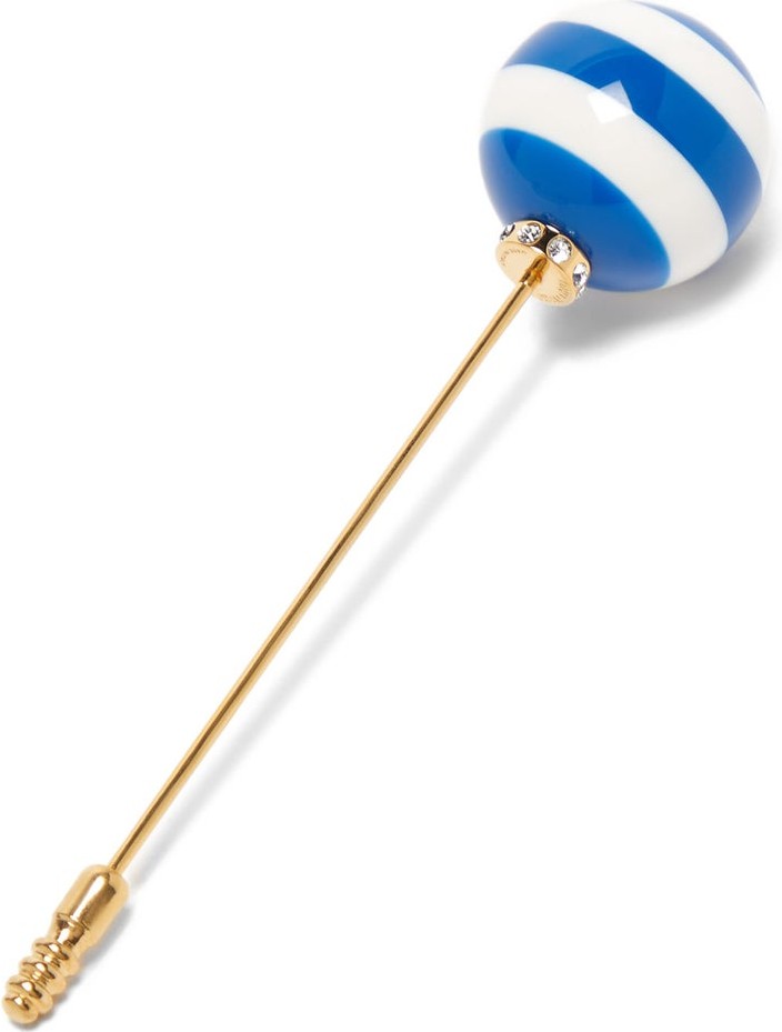 Miu Miu Striped crystal-embellished pin