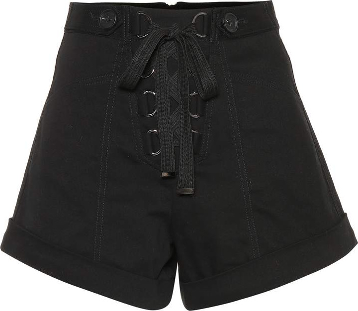 Self Portrait Lace-up stretch cotton shorts