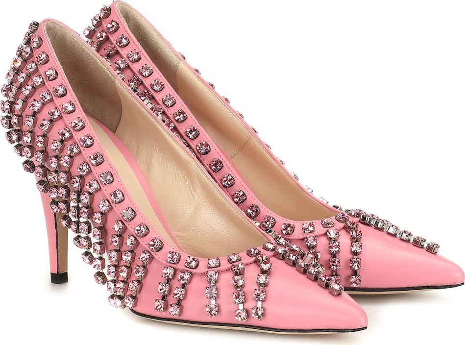 Christopher Kane Crystal-embellished leather pumps