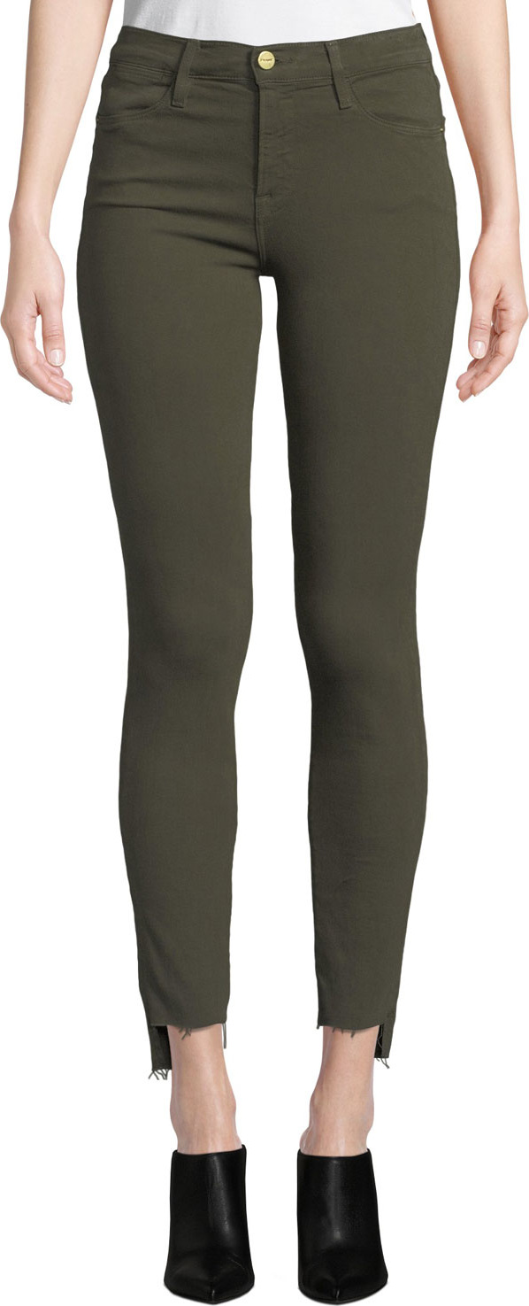 FRAME DENIM Le High Raw Stagger-Hem Skinny Jeans