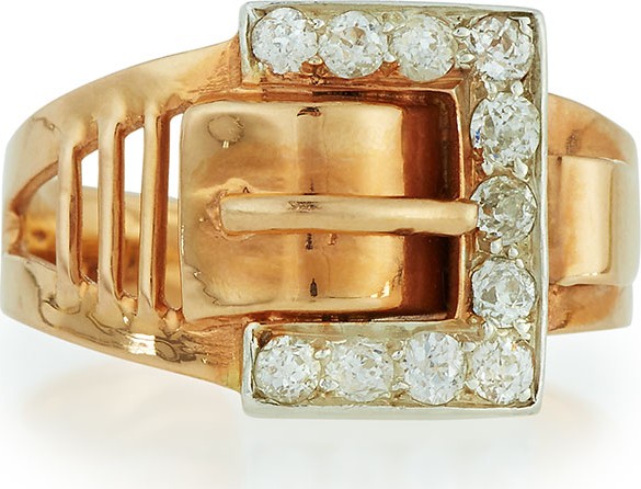 Turner & Tatler 14K Rose Gold Diamond Buckle Ring