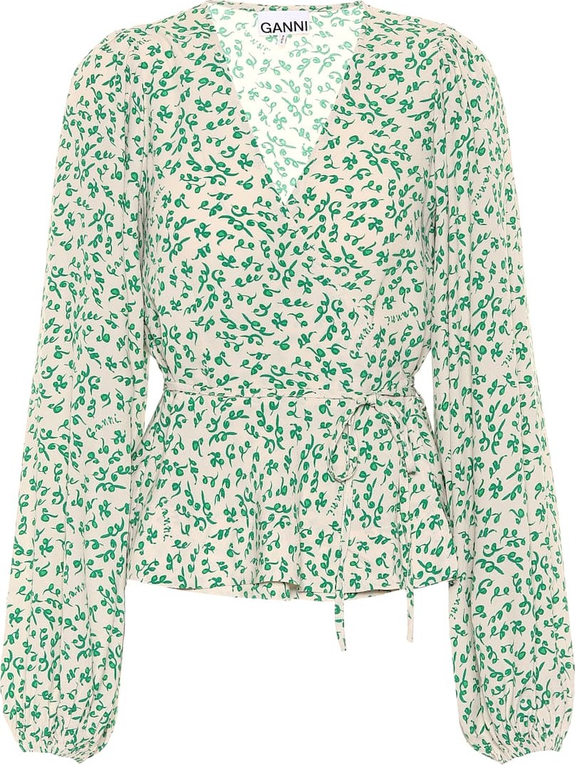 Ganni Printed crêpe blouse