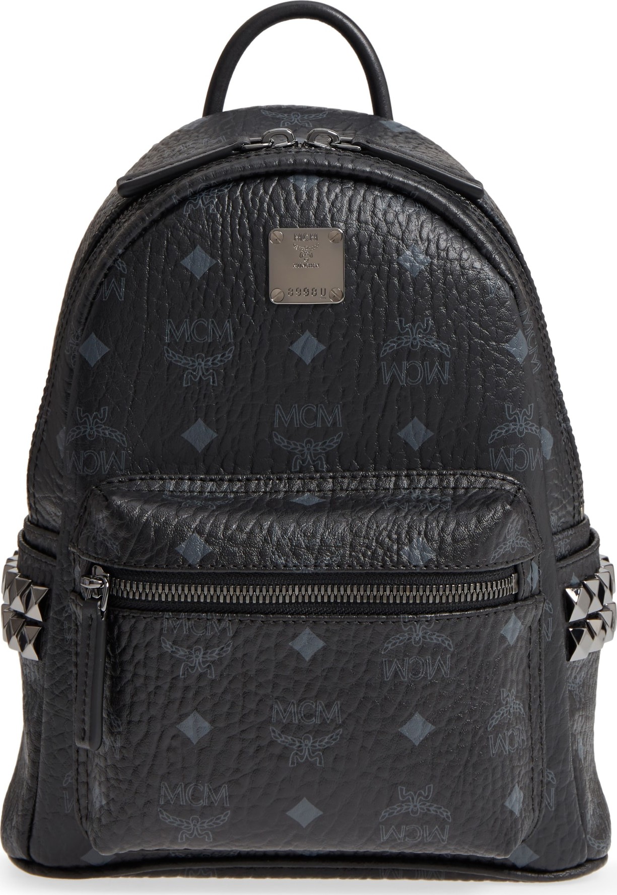 MCM Mini Stark Side Stud Coated Canvas Backpack