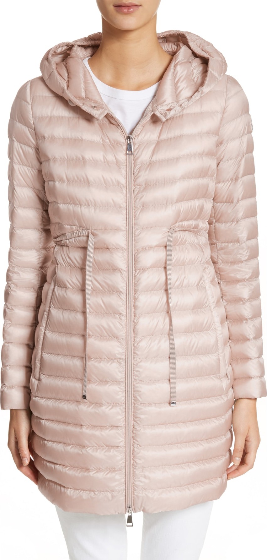 Moncler Barbel Water Resistant Long Hooded Down Jacket