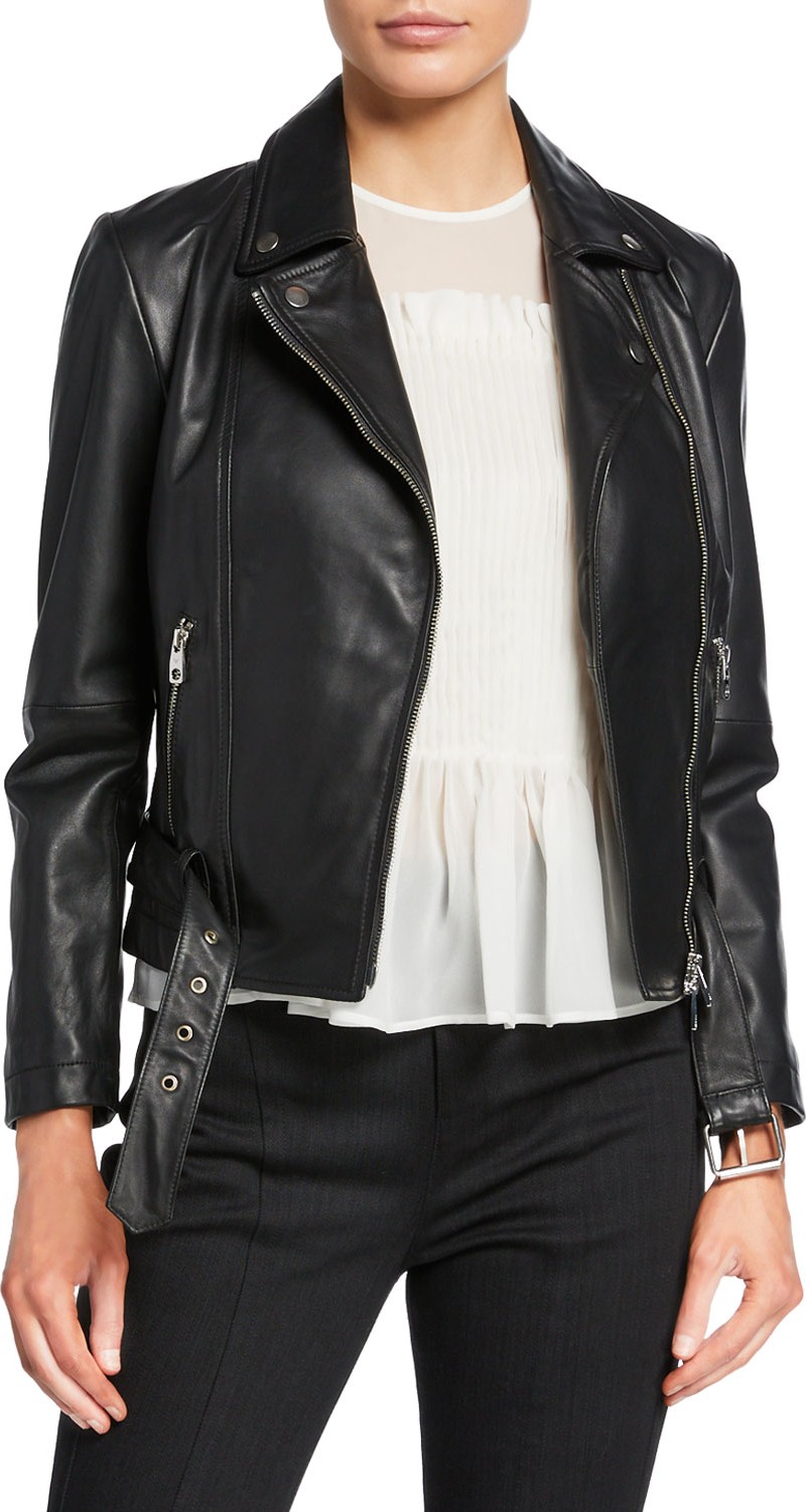 Emporio Armani Leather Zip-Front Biker Jacket