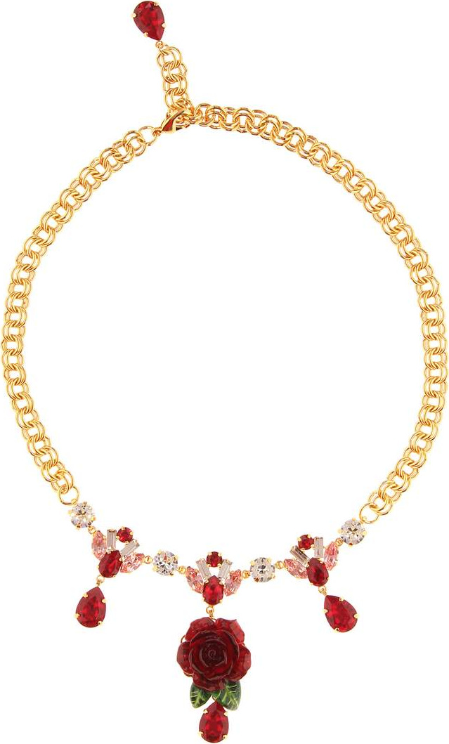 Dolce & Gabbana Crystal-embellished rose necklace