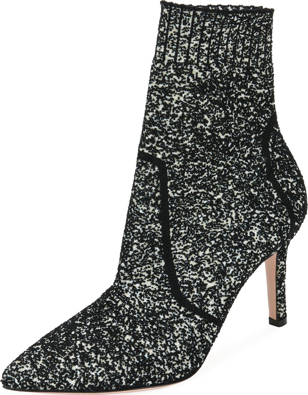 Gianvito Rossi Glitter Boucle Knit Pull-On Booties