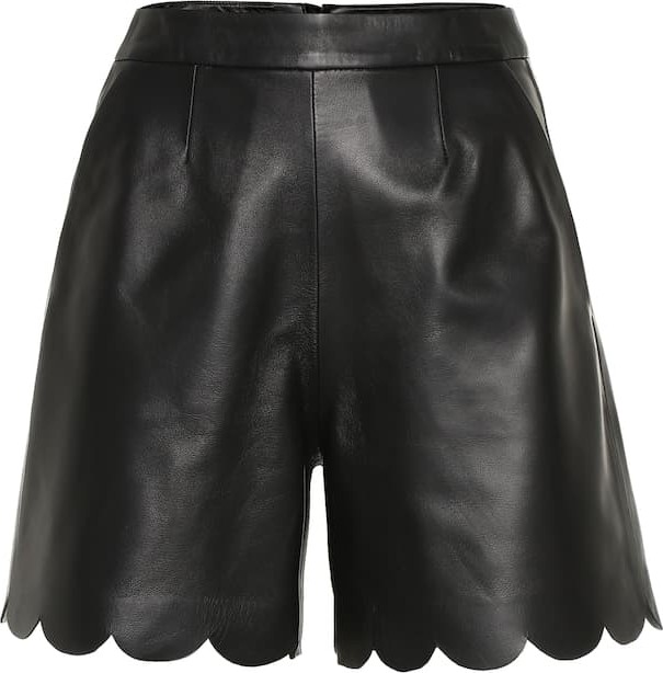 RED Valentino Scalloped leather shorts